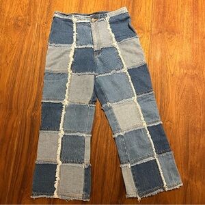 Vintage Patchwork Denim Cropped Pants